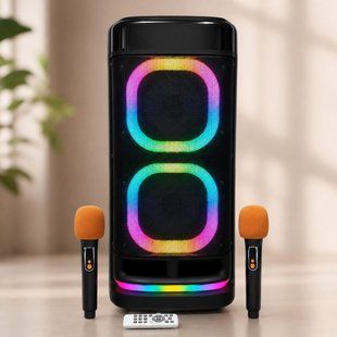 Колонка BTS-2120 Bluetooth / Акустична система з двома бездротовими мікровонами / Караоке-колонка