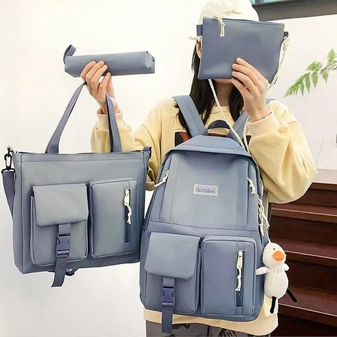 Синій Шкільний набір рюкзаків / Дитячий портфель / Рюкзак 4в1 + сумка 42&times;30&times;12 см