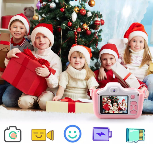 блакитний Дитячий цифровий фотоапарат Smart Kids Kitty з 2" екраном 20Мп у силіконовому чохлі "Кішечка" із вбудованими іграми, Блакитний