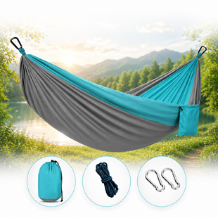 Гамак Travel hammock туристичний / Гамак-гойдалка підвісний нейлоновий Сіро-блакитний