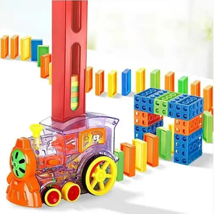 Конструктор игрушка-поезд домино, DOMINO Happy Truck sciries COLORS 60 деталей, Разноцветный