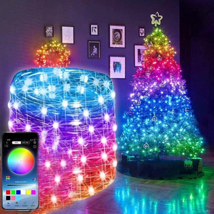 Светодиодная умная гирлянда Smart Роса RGB 100 LED с Bluetooth для елки от USB 10м