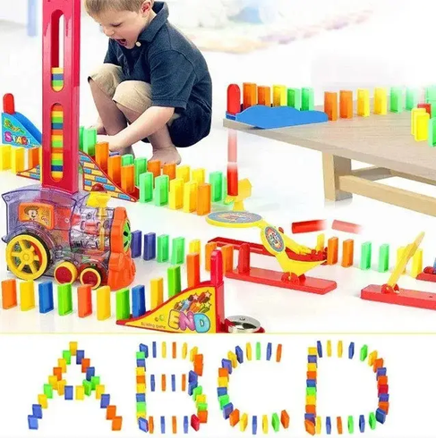 Конструктор игрушка-поезд домино, DOMINO Happy Truck sciries COLORS 60 деталей, Разноцветный
