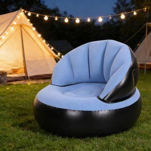 Надувное кресло AIR SOFA / Надувное велюровое кресло 80&times;80&times;67см Голубой