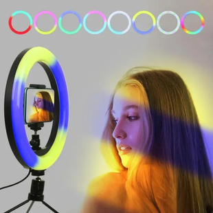 Кольцевая светодиодная лампа RGB LED RING MJ33/ 33 см с креплением для телефона, Разные цвета