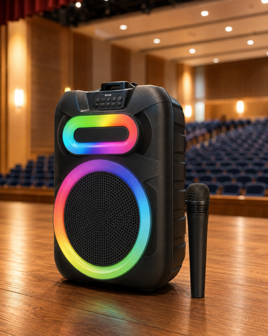 Колонка MS-2082BT-W Bluetooth / Акустична система з RGB підсвічуванням / Колонка + бездротовий мікрофон
