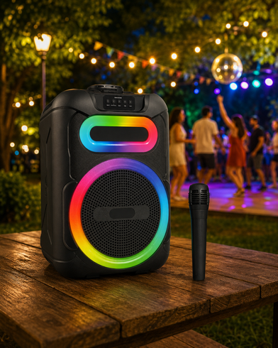 Колонка MS-2082BT-W Bluetooth / Акустична система з RGB підсвічуванням / Колонка + бездротовий мікрофон