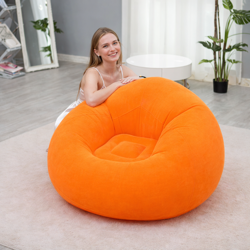 Надувное кресло-пуф Inflatable Sofa / Надувное кресло-мешок 110&times;110&times;85 см Оранжевый
