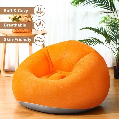 Надувное кресло-пуф Inflatable Sofa / Надувное кресло-мешок 110&times;110&times;85 см Оранжевый