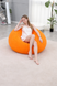Надувное кресло-пуф Inflatable Sofa / Надувное кресло-мешок 110&times;110&times;85 см Оранжевый
