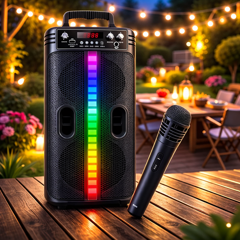 Портативна бездротова Bluetooth колонка-караоке TTD-2806 RGB-підсвічування, мікрофон, пульт ДК