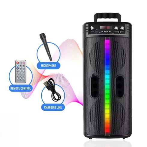 Портативна бездротова Bluetooth колонка-караоке TTD-2806 RGB-підсвічування, мікрофон, пульт ДК