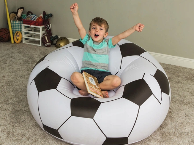 Надувное кресло-пуф Inflatable Sofa / Надувное кресло-мешок 110&times;110&times;85 см Черно-белый