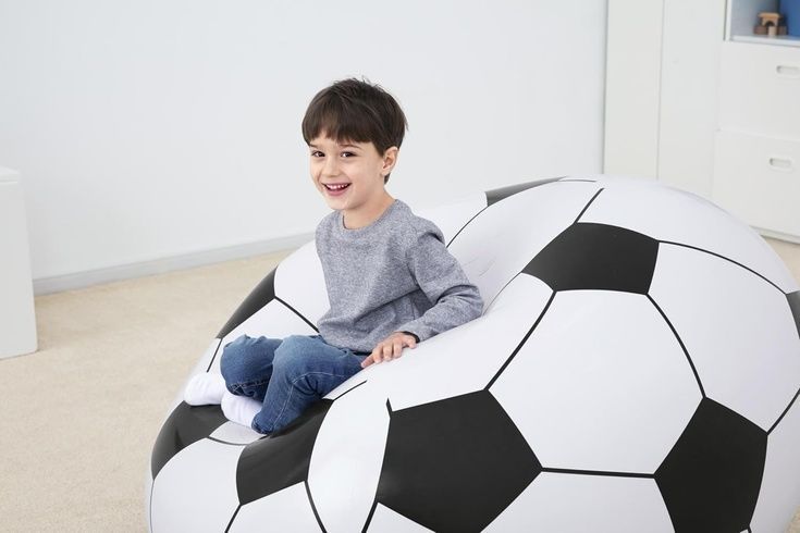 Надувное кресло-пуф Inflatable Sofa / Надувное кресло-мешок 110&times;110&times;85 см Черно-белый