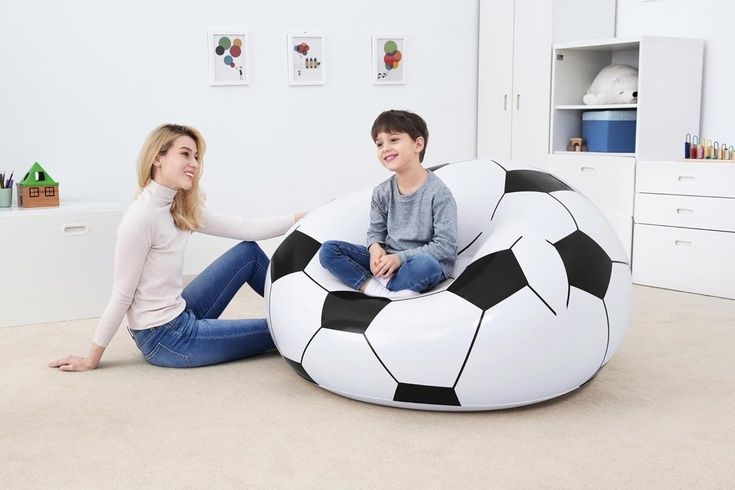 Надувное кресло-пуф Inflatable Sofa / Надувное кресло-мешок 110&times;110&times;85 см Черно-белый