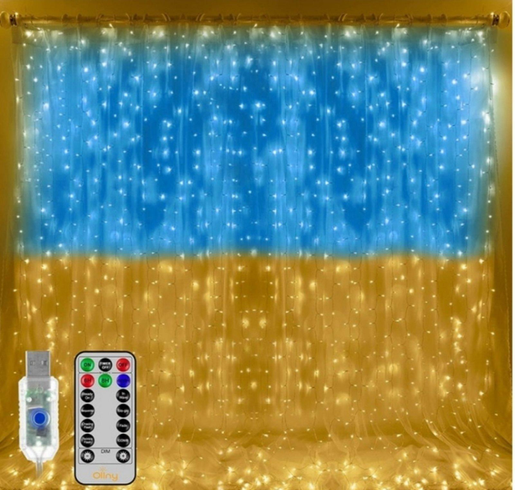 Патриотическая гирлянда штора Флаг Украины 3*3 м 160 LED классическая IP44