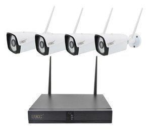 Комплект видеонаблюдения беспроводной DVR KIT CAD Full HD UKC 8004/6673 Wi-Fi 4ch набор на 4 камеры