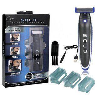 Мужской триммер Micro Touch Solo, Машинка для стрижки бороды 3 в 1