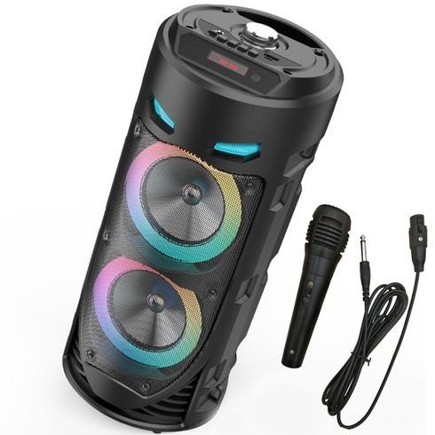 Портативна Bluetooth-колонка Sing-e ZQS4239 з LED-підсвічуванням / Бездротова колонка для вечірок з мікрофоном 30W