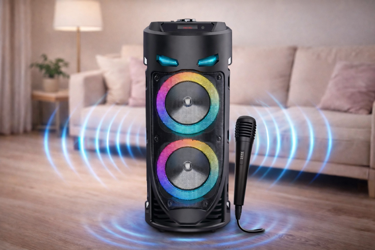 Портативна Bluetooth-колонка Sing-e ZQS4239 з LED-підсвічуванням / Бездротова колонка для вечірок з мікрофоном 30W