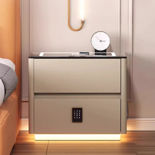 Тумба QYJXF02 из экокожи с LED подстветкой, USB, датчик движения, беспроводная зарядка, Bluetooth-аудио Белая