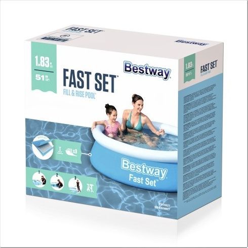 Детский надувной бассейн со сливным клапаном Bestway 57392, 183х51см, 940 л