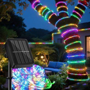 Светодиодная гирлянда "Трубка" 10 м 100 LED солнечная батарея, разноцветная