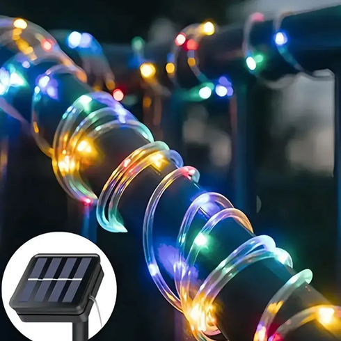 Світлодіодна гірлянда "Трубка" 10 м 100 LED сонячна батарея, кольорова