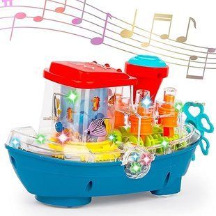 Музыкальный кораблик (подсветка, мелодии, колесо свободного хода, шестеренки) YJ 388-67