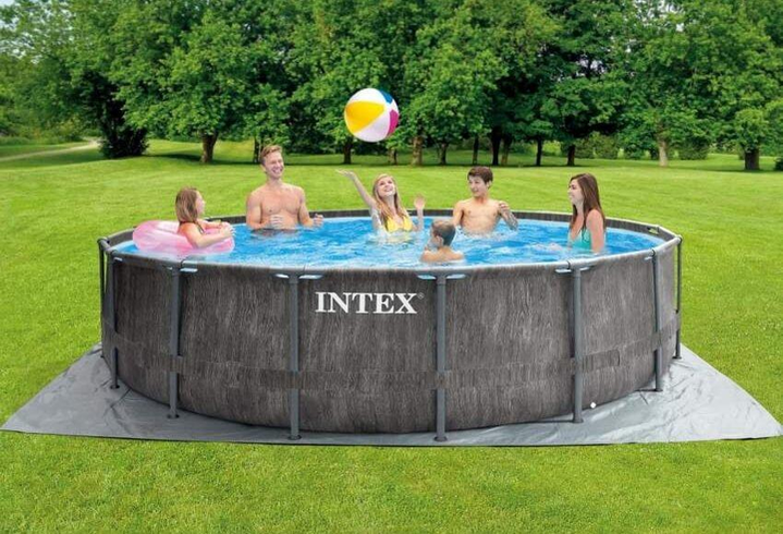 Каркасный бассейн Intex 26742, 457 x 122 см + фильтр-насос + лестница + тент + подстилка