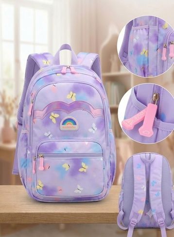 Фіолетовий Шкільний рюкзак для дівчинки 43х20х31см / Портфель для школи / Рюкзак для школи Веселка